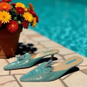 Unisa Playa Blue Slip on Pointed Toe Kitten Heels